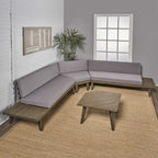 Ensemble sectionnel 4 pièces en bois en V minimaliste Eulah par Christopher Knight Home