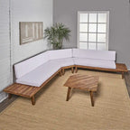 Ensemble sectionnel 4 pièces en bois en V minimaliste Eulah par Christopher Knight Home