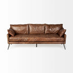 Canapé Cochrane II en cuir véritable marron - 82,0L x 33,0l x 32,3H