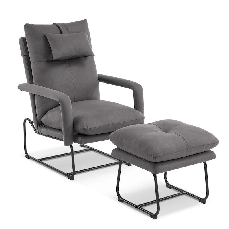 Fauteuil inclinable MCombo avec ottoman, fauteuils avec dossier réglable pour salon chambre, tissu Leathaire 4233