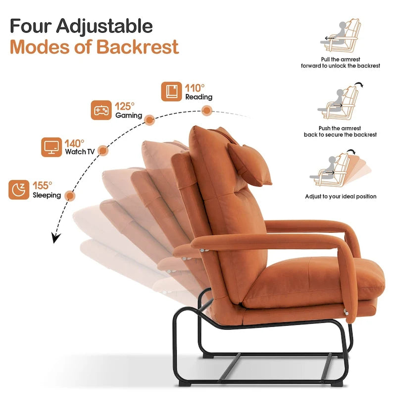 Fauteuil inclinable MCombo avec ottoman, fauteuils avec dossier réglable pour salon chambre, tissu Leathaire 4233