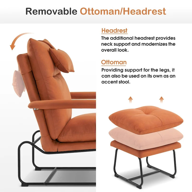 Fauteuil inclinable MCombo avec ottoman, fauteuils avec dossier réglable pour salon chambre, tissu Leathaire 4233