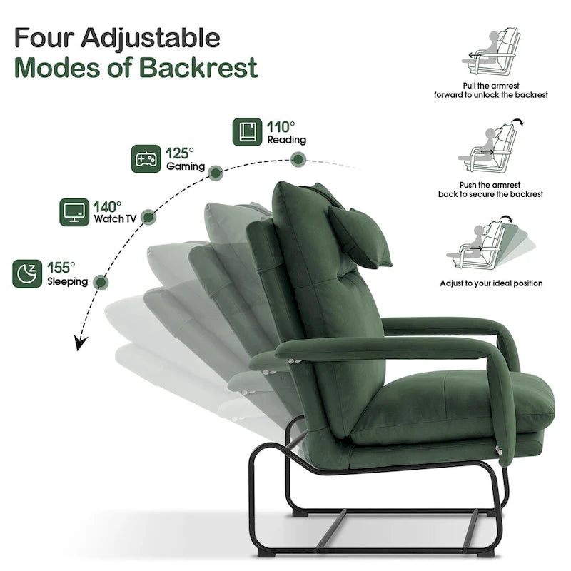 Fauteuil inclinable MCombo avec ottoman, fauteuils avec dossier réglable pour salon chambre, tissu Leathaire 4233