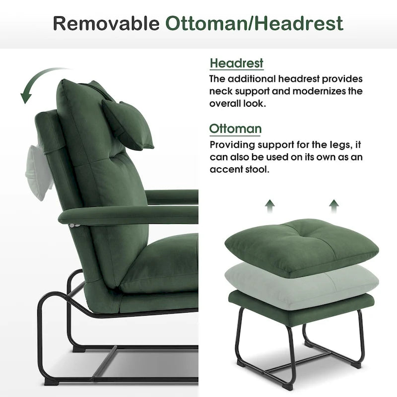 Fauteuil inclinable MCombo avec ottoman, fauteuils avec dossier réglable pour salon chambre, tissu Leathaire 4233