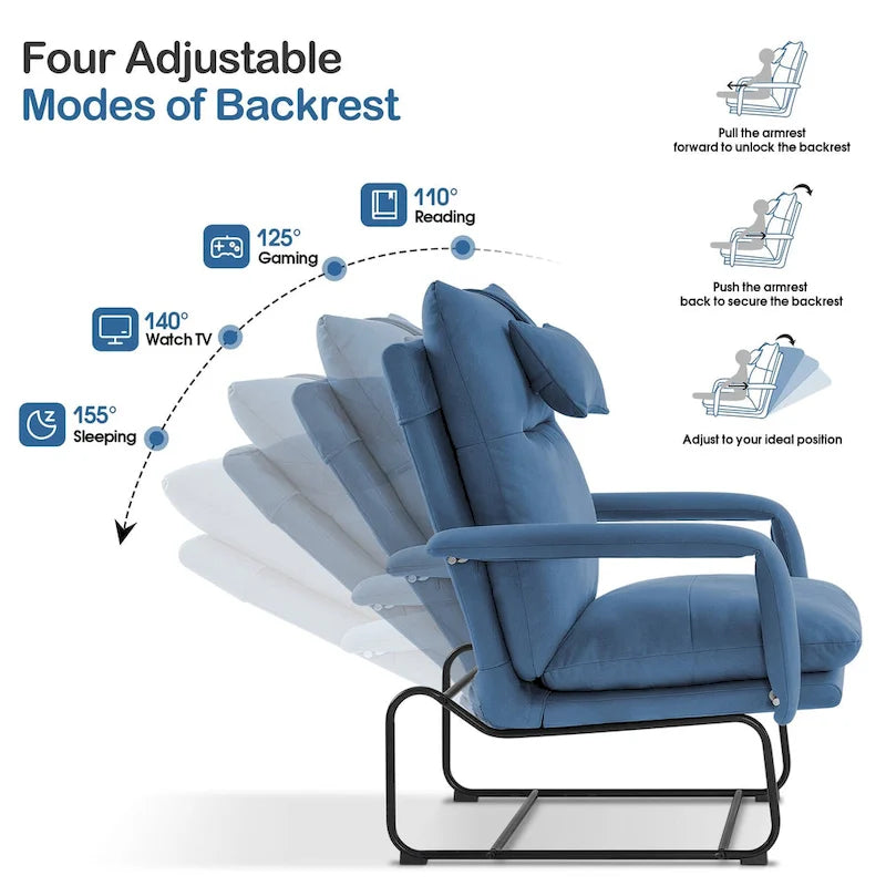 Fauteuil inclinable MCombo avec ottoman, fauteuils avec dossier réglable pour salon chambre, tissu Leathaire 4233