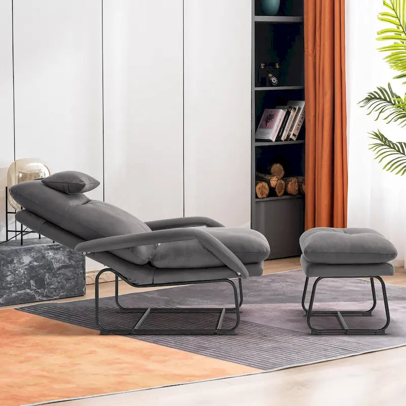 Fauteuil inclinable MCombo avec ottoman, fauteuils avec dossier réglable pour salon chambre, tissu Leathaire 4233