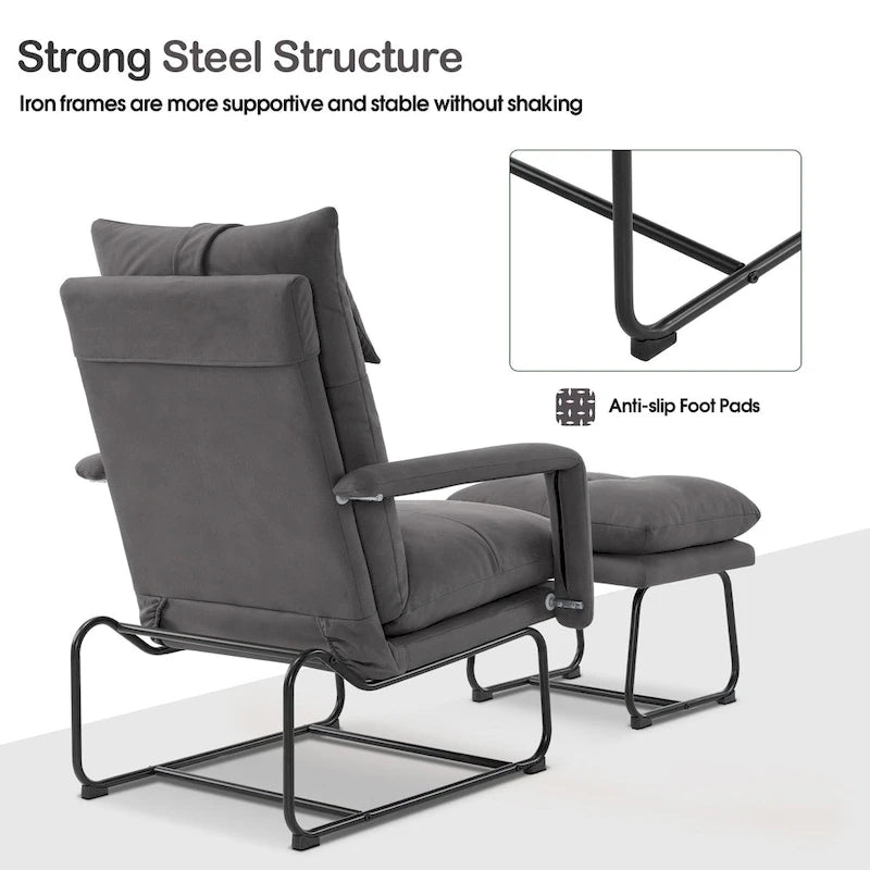 Fauteuil inclinable MCombo avec ottoman, fauteuils avec dossier réglable pour salon chambre, tissu Leathaire 4233