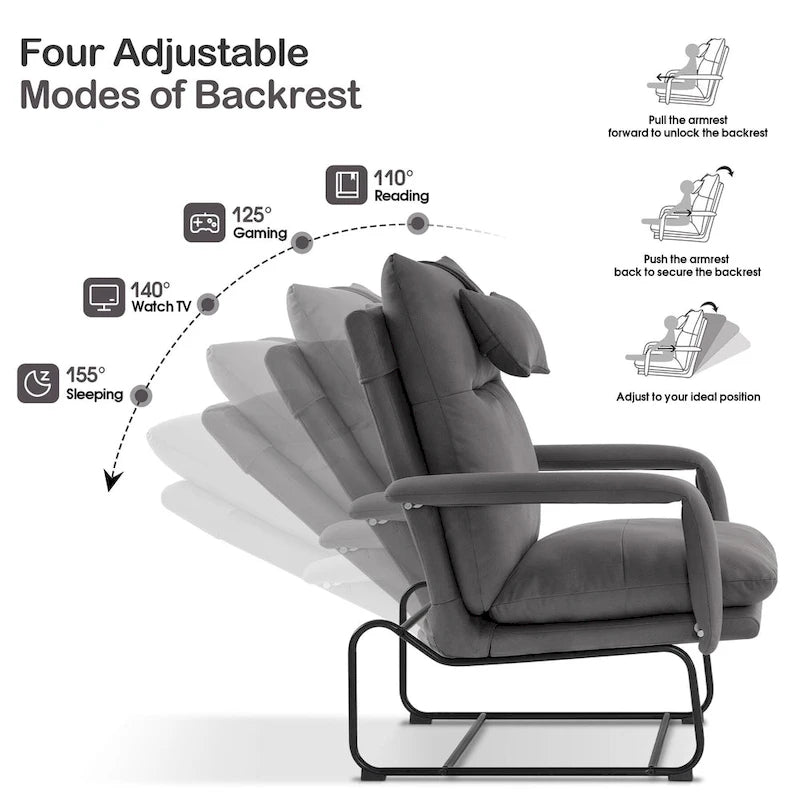 Fauteuil inclinable MCombo avec ottoman, fauteuils avec dossier réglable pour salon chambre, tissu Leathaire 4233