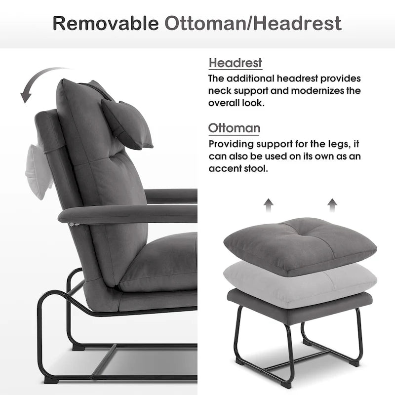 Fauteuil inclinable MCombo avec ottoman, fauteuils avec dossier réglable pour salon chambre, tissu Leathaire 4233