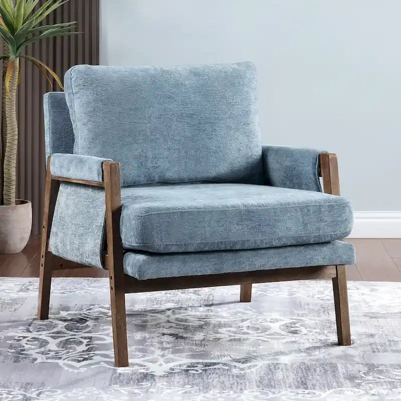 Fauteuil d'appoint décontracté en chenille, style moderne du milieu du siècle, 30 W