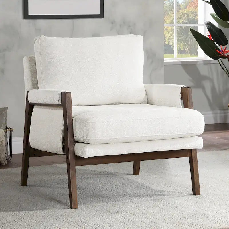 Fauteuil d'appoint décontracté en chenille, style moderne du milieu du siècle, 30 W