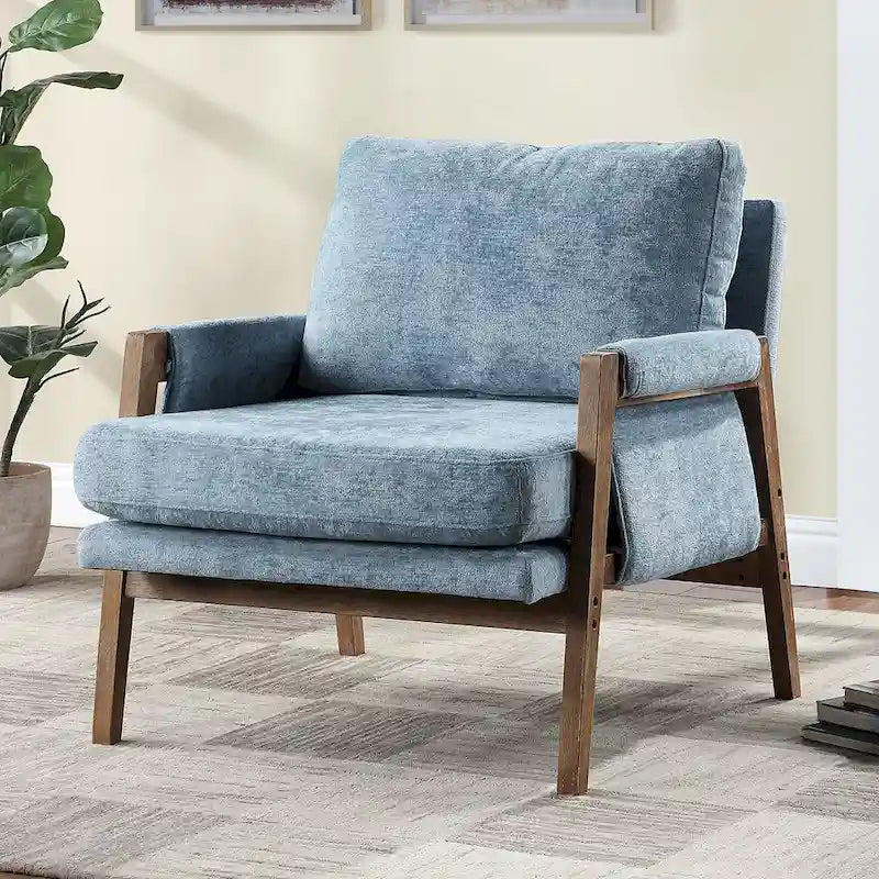 Fauteuil d'appoint décontracté en chenille, style moderne du milieu du siècle, 30 W