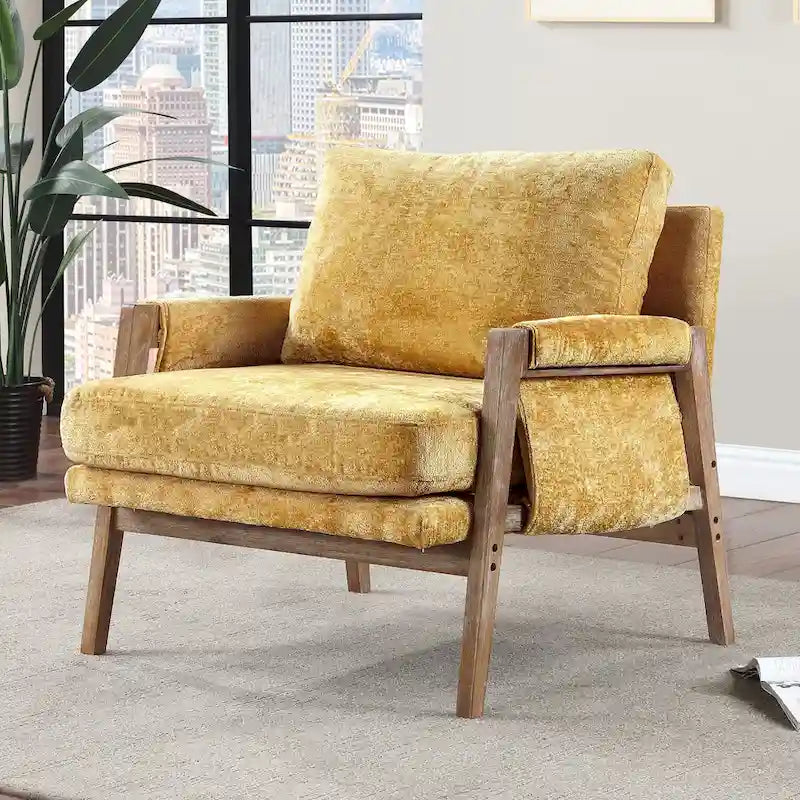 Fauteuil d'appoint décontracté en chenille, style moderne du milieu du siècle, 30 W