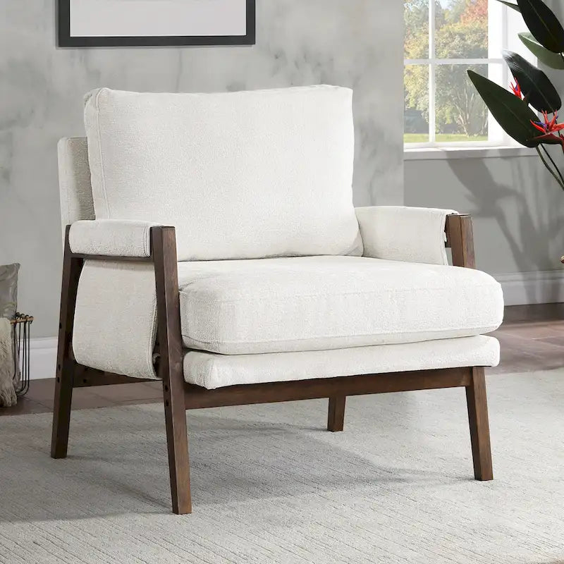 Fauteuil d'appoint décontracté en chenille, style moderne du milieu du siècle, 30 W