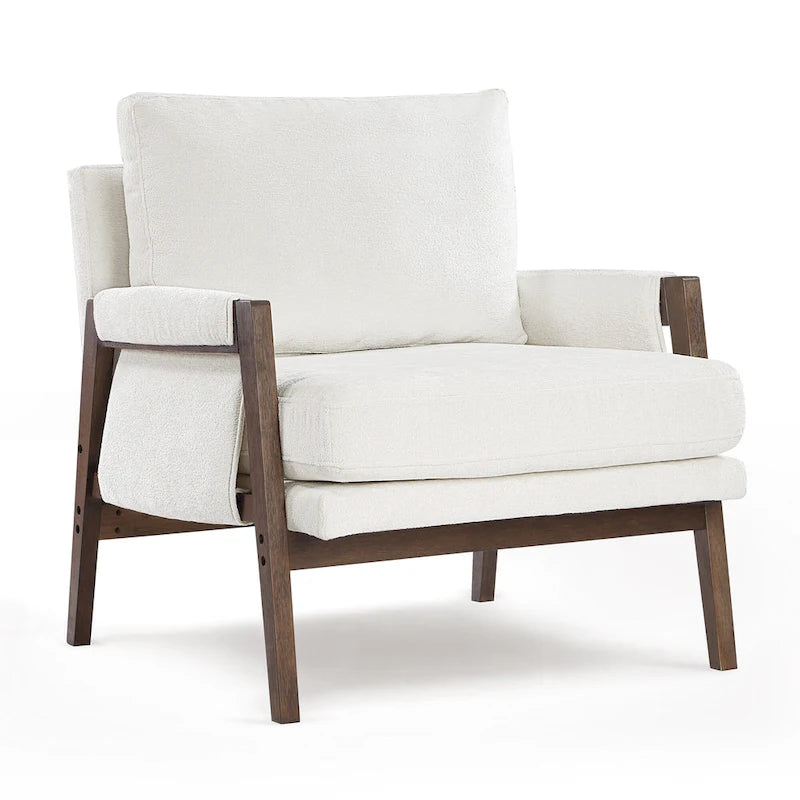 Fauteuil d'appoint décontracté en chenille, style moderne du milieu du siècle, 30 W