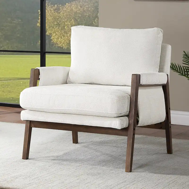 Fauteuil d'appoint décontracté en chenille, style moderne du milieu du siècle, 30 W