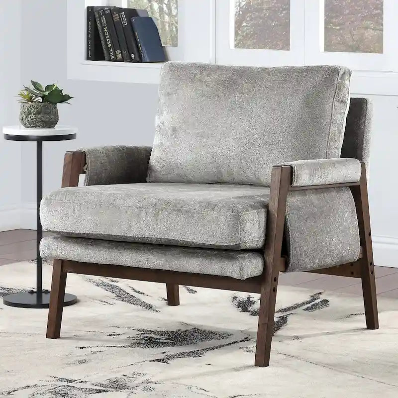Fauteuil d'appoint décontracté en chenille, style moderne du milieu du siècle, 30 W