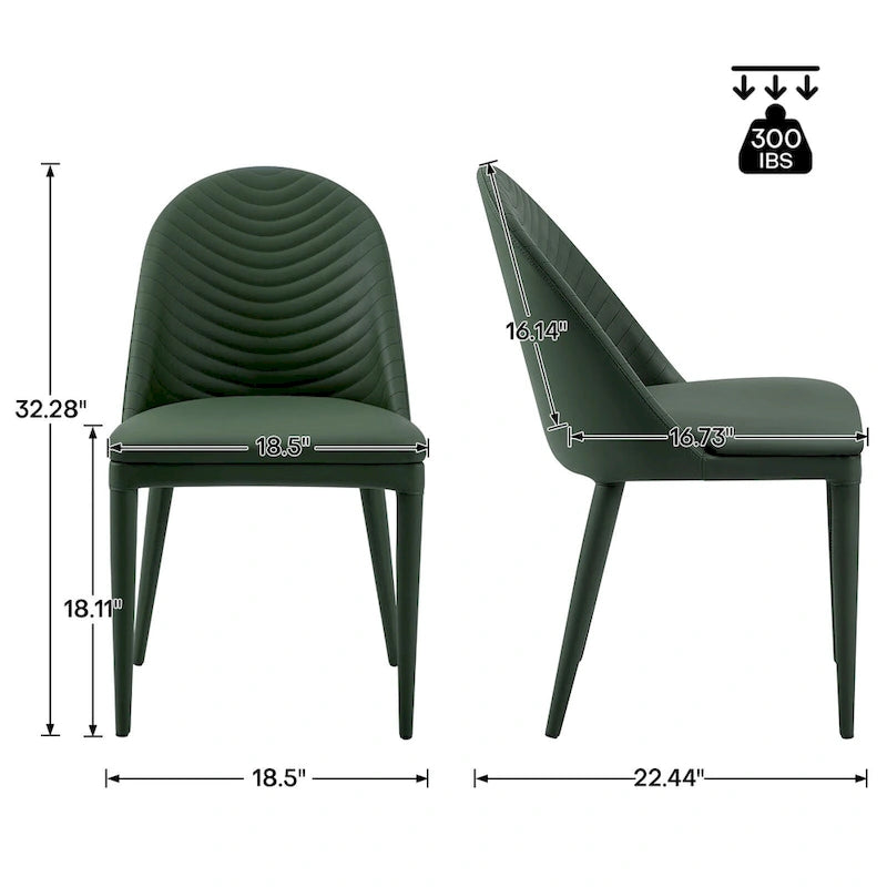 Chaises de salle à manger entièrement assemblées en cuir microfibre, lot de 2 - 22.44P x 18.5L x 32.28H