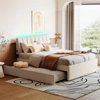 Teddy Fleece Full Size Upholstered Platform Bed with Trundle