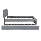 Lit plate-forme capitonné taille complète en tissu polaire avec lit gigogne