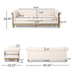Canapé Saragus Chesterfield avec bordure cloutée par Christopher Knight Home - 85,50 L x 33,25 P x 28,50 H