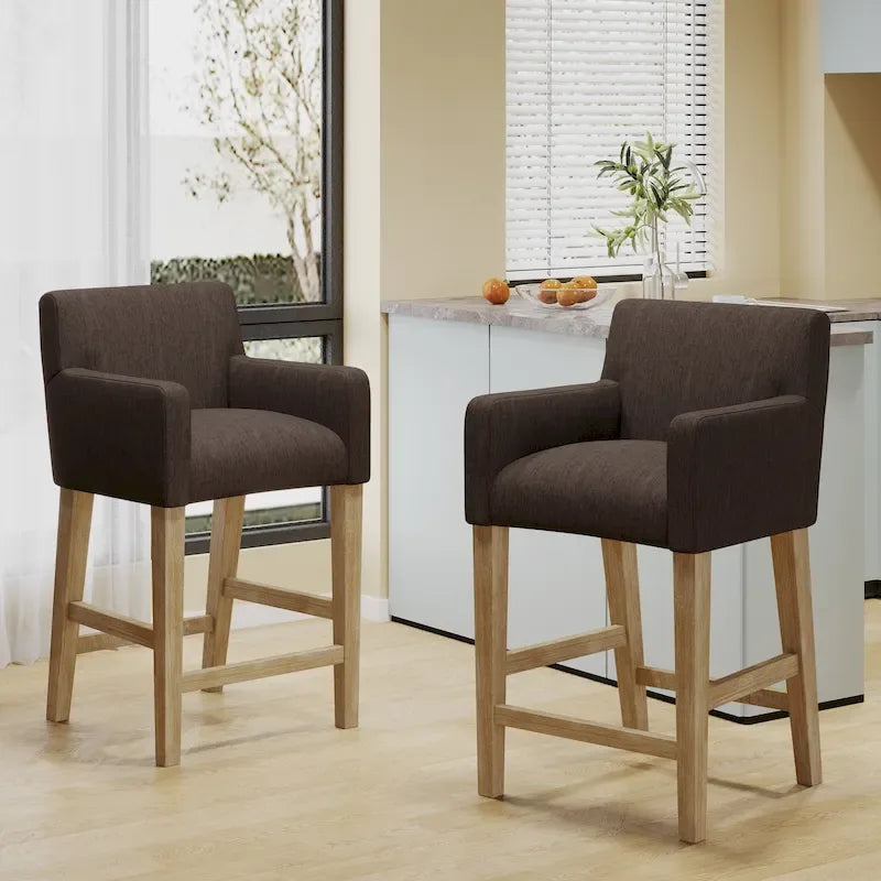Tabourets de comptoir Armga en bois et tissu, 66 cm (ensemble de 2) par Christopher Knight Home