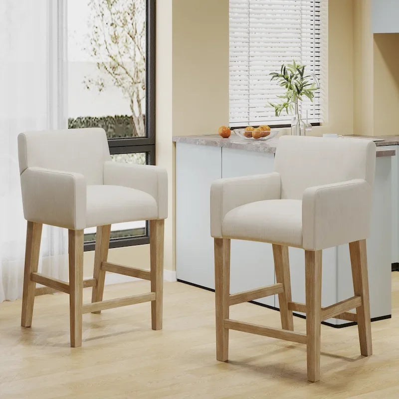 Tabourets de comptoir Armga en bois et tissu, 66 cm (ensemble de 2) par Christopher Knight Home