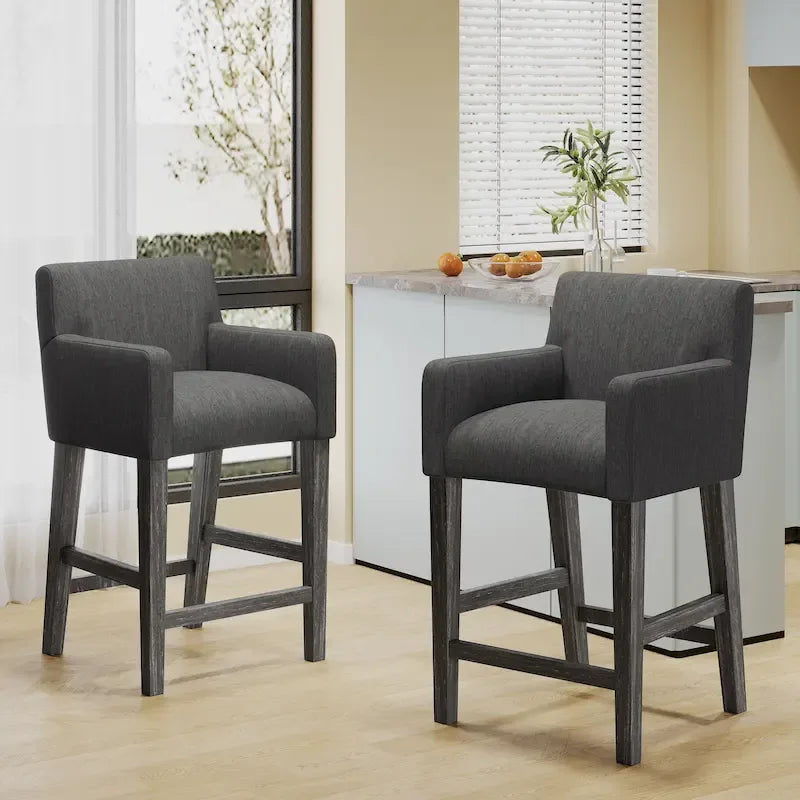 Tabourets de comptoir Armga en bois et tissu, 66 cm (ensemble de 2) par Christopher Knight Home