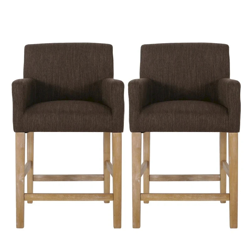 Tabourets de comptoir Armga en bois et tissu, 66 cm (ensemble de 2) par Christopher Knight Home