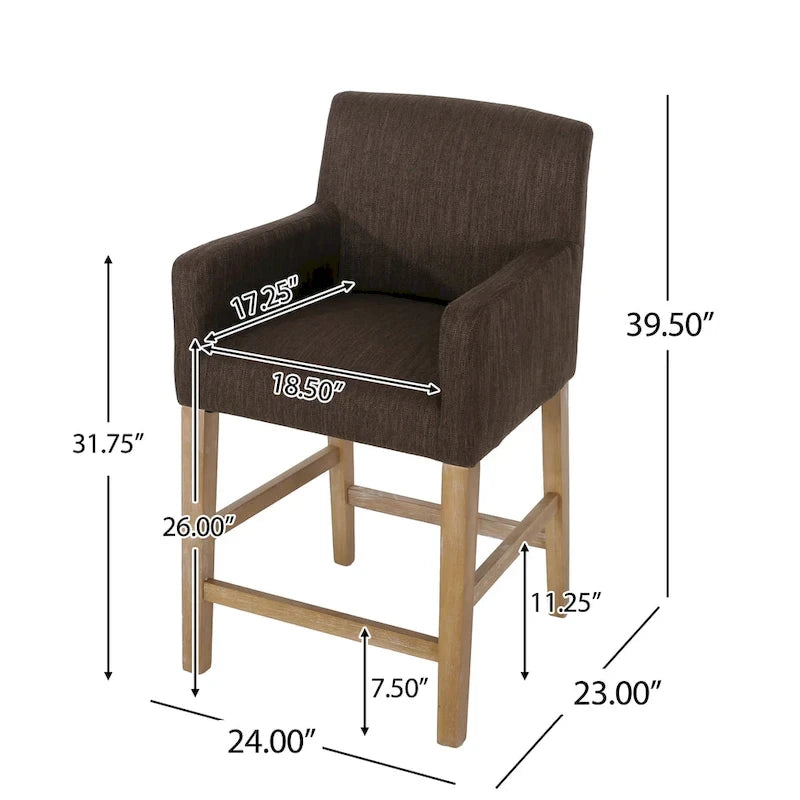 Tabourets de comptoir Armga en bois et tissu, 66 cm (ensemble de 2) par Christopher Knight Home