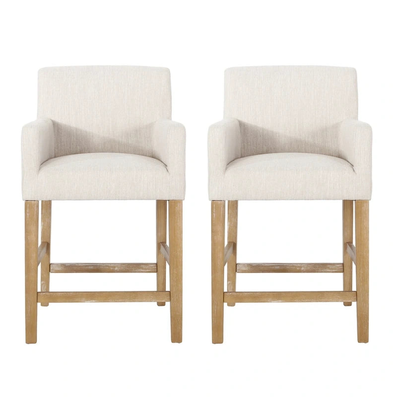 Tabourets de comptoir Armga en bois et tissu, 66 cm (ensemble de 2) par Christopher Knight Home