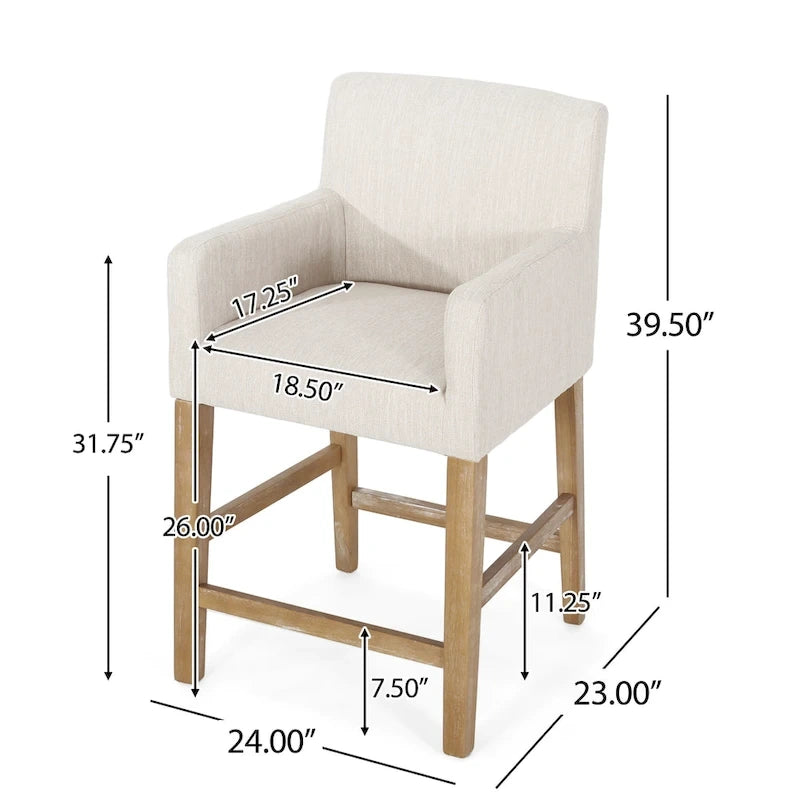 Tabourets de comptoir Armga en bois et tissu, 66 cm (ensemble de 2) par Christopher Knight Home