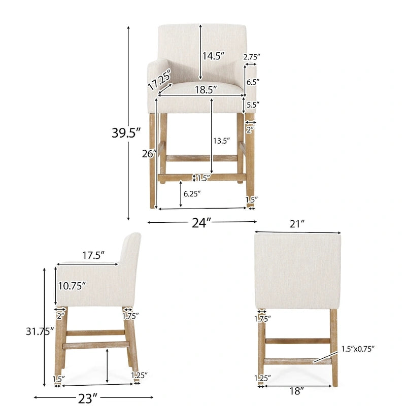 Tabourets de comptoir Armga en bois et tissu, 66 cm (ensemble de 2) par Christopher Knight Home