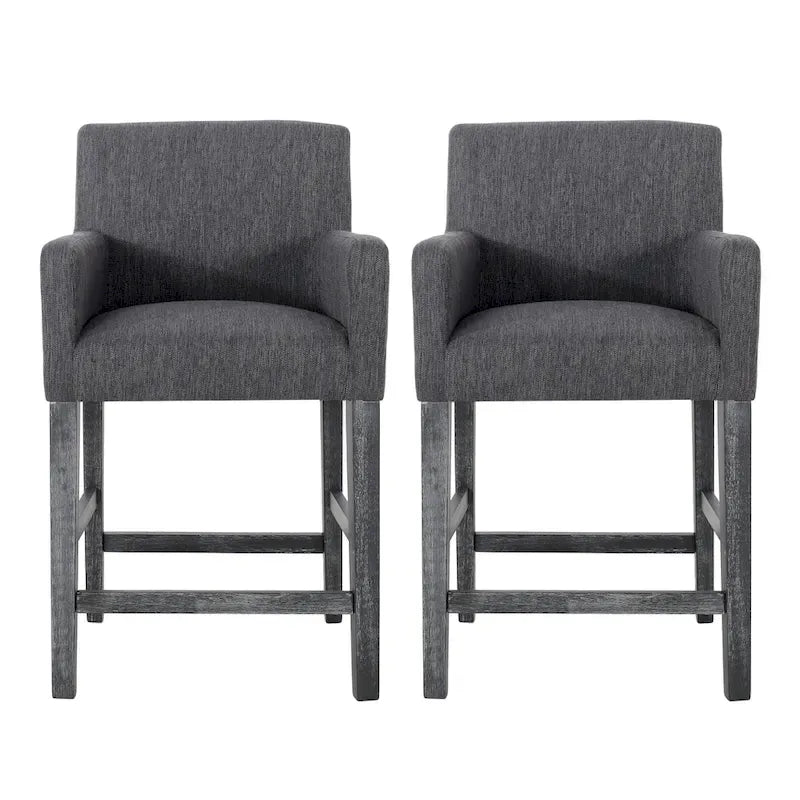 Tabourets de comptoir Armga en bois et tissu, 66 cm (ensemble de 2) par Christopher Knight Home