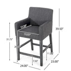 Tabourets de comptoir Armga en bois et tissu, 66 cm (ensemble de 2) par Christopher Knight Home
