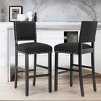 Tabourets de bar en tissu de 71 cm, tabourets de bar rembourrés Chaises de pub avec dossier et garniture de clous argentés, ensemble de 2