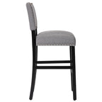Tabourets de bar en tissu de 71 cm, tabourets de bar rembourrés Chaises de pub avec dossier et garniture de clous argentés, ensemble de 2