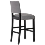 Tabourets de bar en tissu de 71 cm, tabourets de bar rembourrés Chaises de pub avec dossier et garniture de clous argentés, ensemble de 2