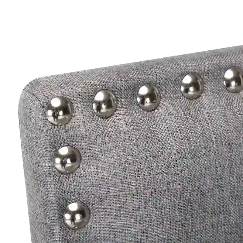 Tabourets de bar en tissu de 71 cm, tabourets de bar rembourrés Chaises de pub avec dossier et garniture de clous argentés, ensemble de 2