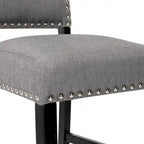 Tabourets de bar en tissu de 71 cm, tabourets de bar rembourrés Chaises de pub avec dossier et garniture de clous argentés, ensemble de 2