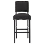 Tabourets de bar en tissu de 71 cm, tabourets de bar rembourrés Chaises de pub avec dossier et garniture de clous argentés, ensemble de 2