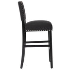 Tabourets de bar en tissu de 71 cm, tabourets de bar rembourrés Chaises de pub avec dossier et garniture de clous argentés, ensemble de 2