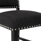 Tabourets de bar en tissu de 71 cm, tabourets de bar rembourrés Chaises de pub avec dossier et garniture de clous argentés, ensemble de 2