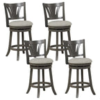 Lot de 1/2/4 tabourets de bar pivotants de 67 cm, hauteur comptoir, avec pieds en bois d'hévéa