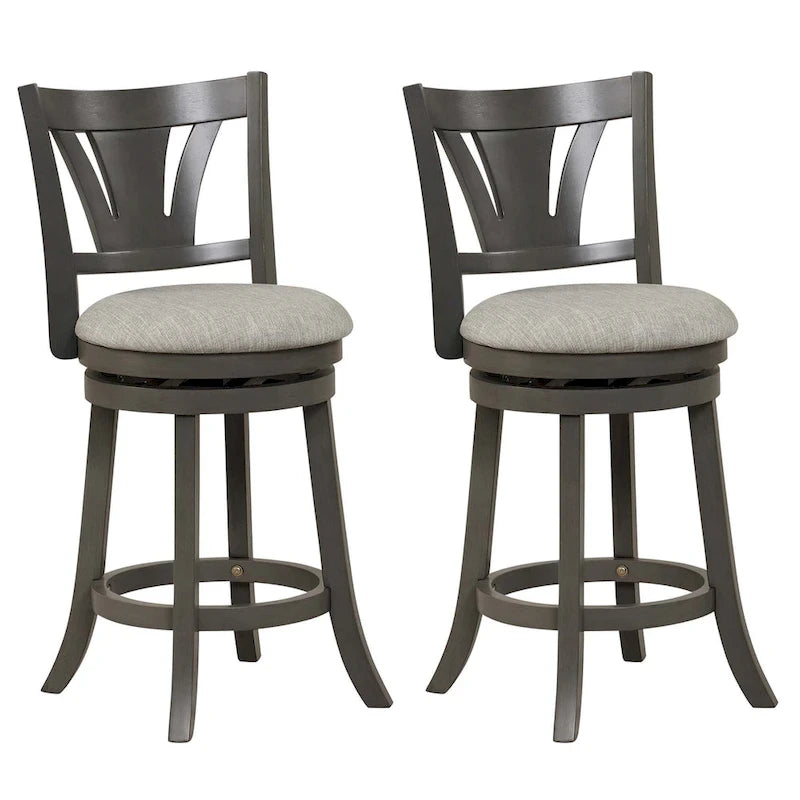 Lot de 1/2/4 tabourets de bar pivotants de 67 cm, hauteur comptoir, avec pieds en bois d'hévéa