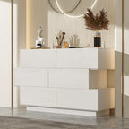 Commode à six tiroirs ultra-brillante avec design décalé (noir/blanc)