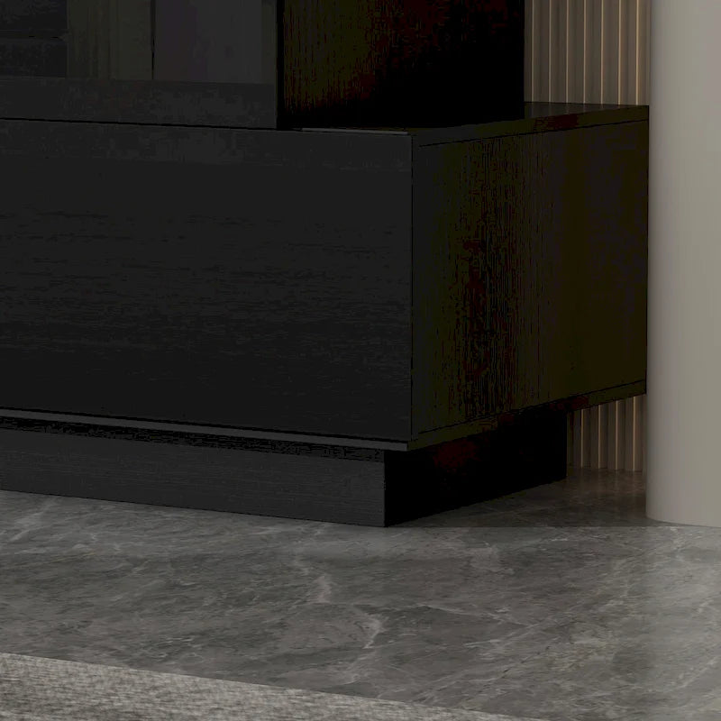 Commode à six tiroirs ultra-brillante avec design décalé (noir/blanc)