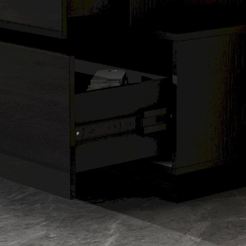 Commode à six tiroirs ultra-brillante avec design décalé (noir/blanc)