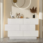 Commode à six tiroirs ultra-brillante avec design décalé (noir/blanc)