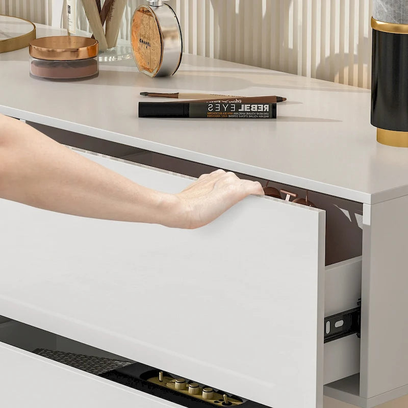 Commode à six tiroirs ultra-brillante avec design décalé (noir/blanc)